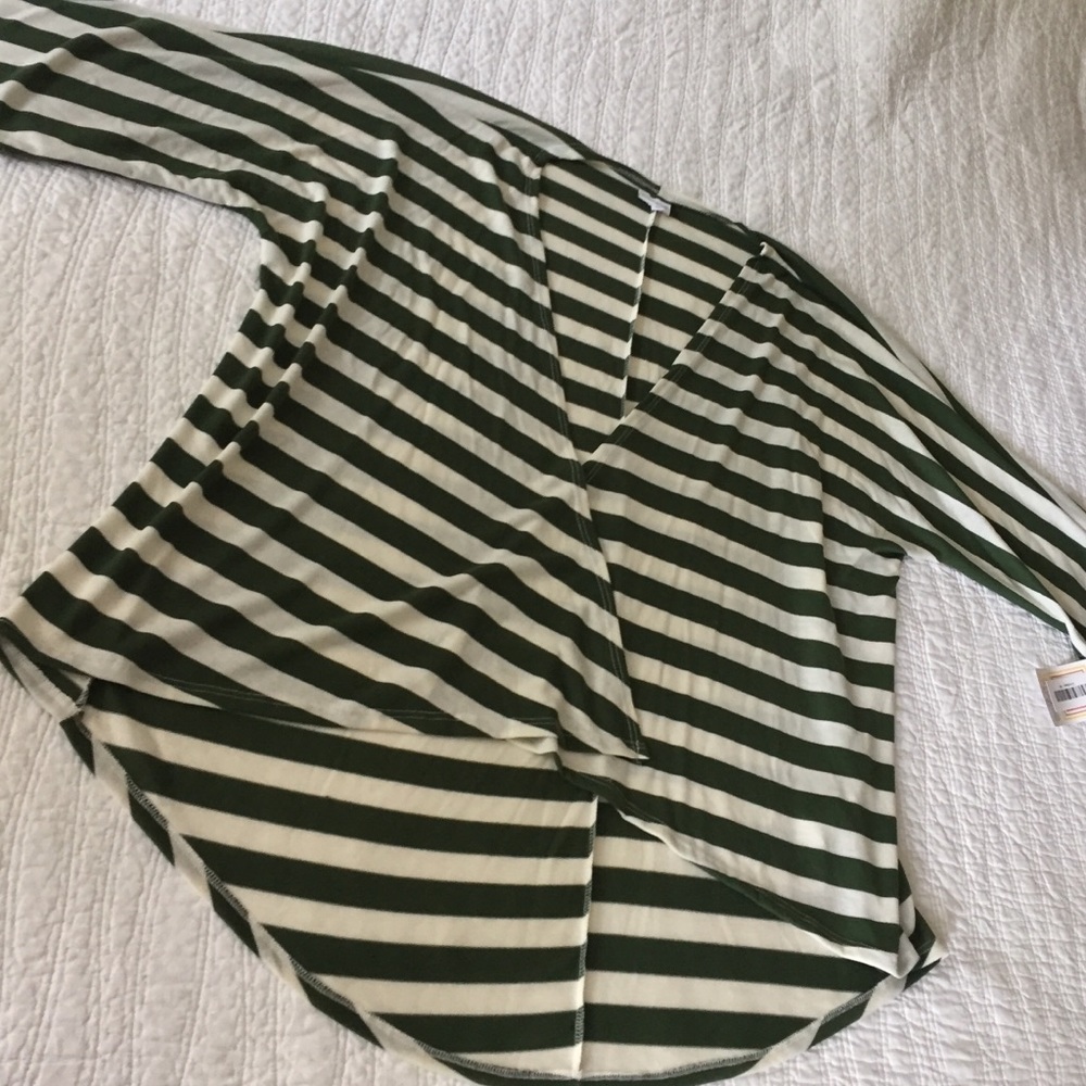 LuLaRoe Striped Lindsay Kimono Medium NWT Green